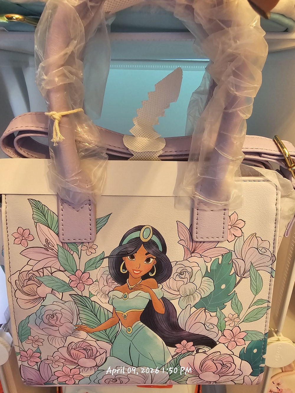Loungefly Disney Jasmine Lavender Floral Satchel Bag